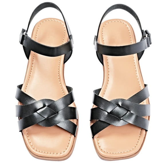 Ataiwee Women's Flat Slide Sandals - Casual Comfortable Criss Cross Squsre Toe Flat Summer Sandals.
