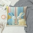 thumbnail image 2 of RUIYC Spring Easter Pillow Covers - Colorful Bunny Rabbit and Stripes Pattern, Soft Pastel Decorative Cushion Case for Sofa, Couch, Bedroom Home Decor, 2 of 5