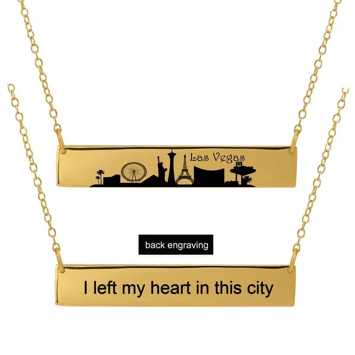 Personalized Sterling Silver, Gold Plated, 10k or 14k City Skyline Bar Necklace With 18 inch Link Chain
