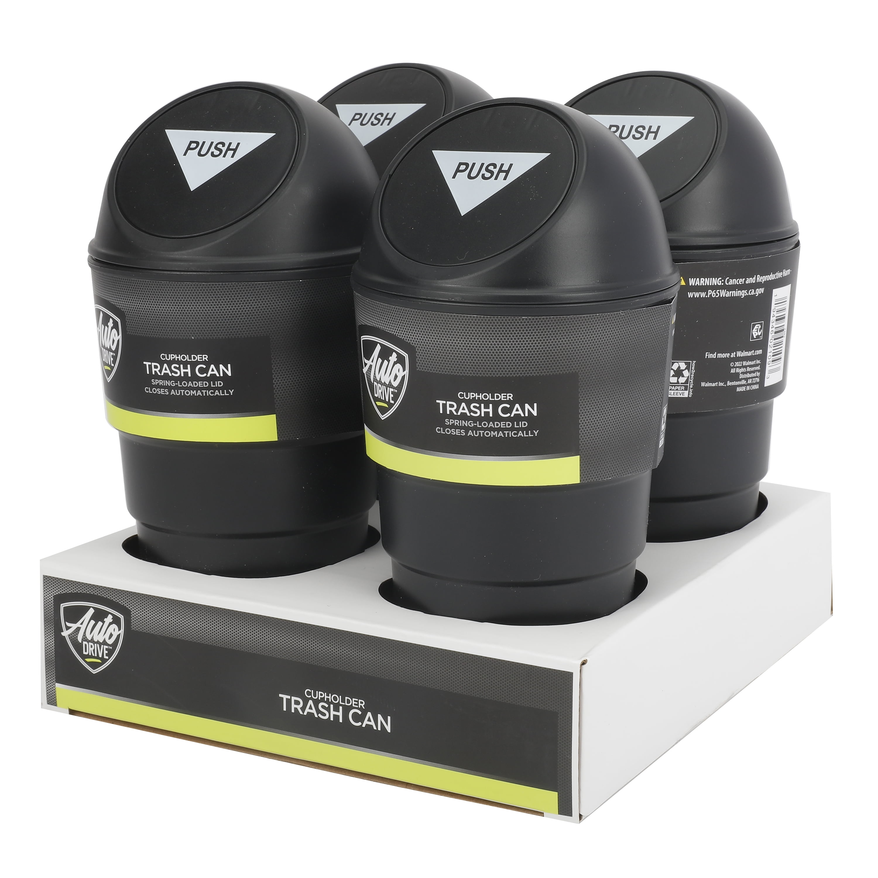 (4 pack) Auto Drive Universal Car, Truck, Van, and SUV Cup Holder Car Trash Can, Black