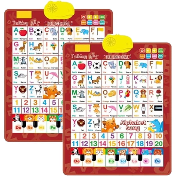 Bilingual Talking Wall Chart for Kids,English and Spanish Wall Chart for Kids,Talking English Learning Board for Children 3 