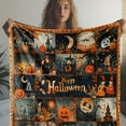 thumbnail image 3 of Kuscheln Halloween Blanket, Spooky Ghost Pumpkin Fleece Throw Blanket, Cozy Warm Blanket for Sofa Couch Bed Travel, Halloween Gift for Kids Adults Friends, Holiday Party Blanket, 3 of 6