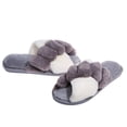thumbnail image 1 of Coofit Cross Band Slippers Plush: Non-skid Fluffy Slippers Open Toe Slippers for Women, 1 of 10