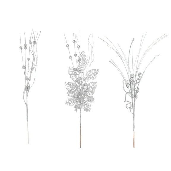 dajkiuy 3Pcs Artificial Glitter Berry and Flowers Picks Ornaments, Christmas Floral Picks Branches for Xmas Tree Decorations Vase Filler Holiday Wedding Party Home Decor