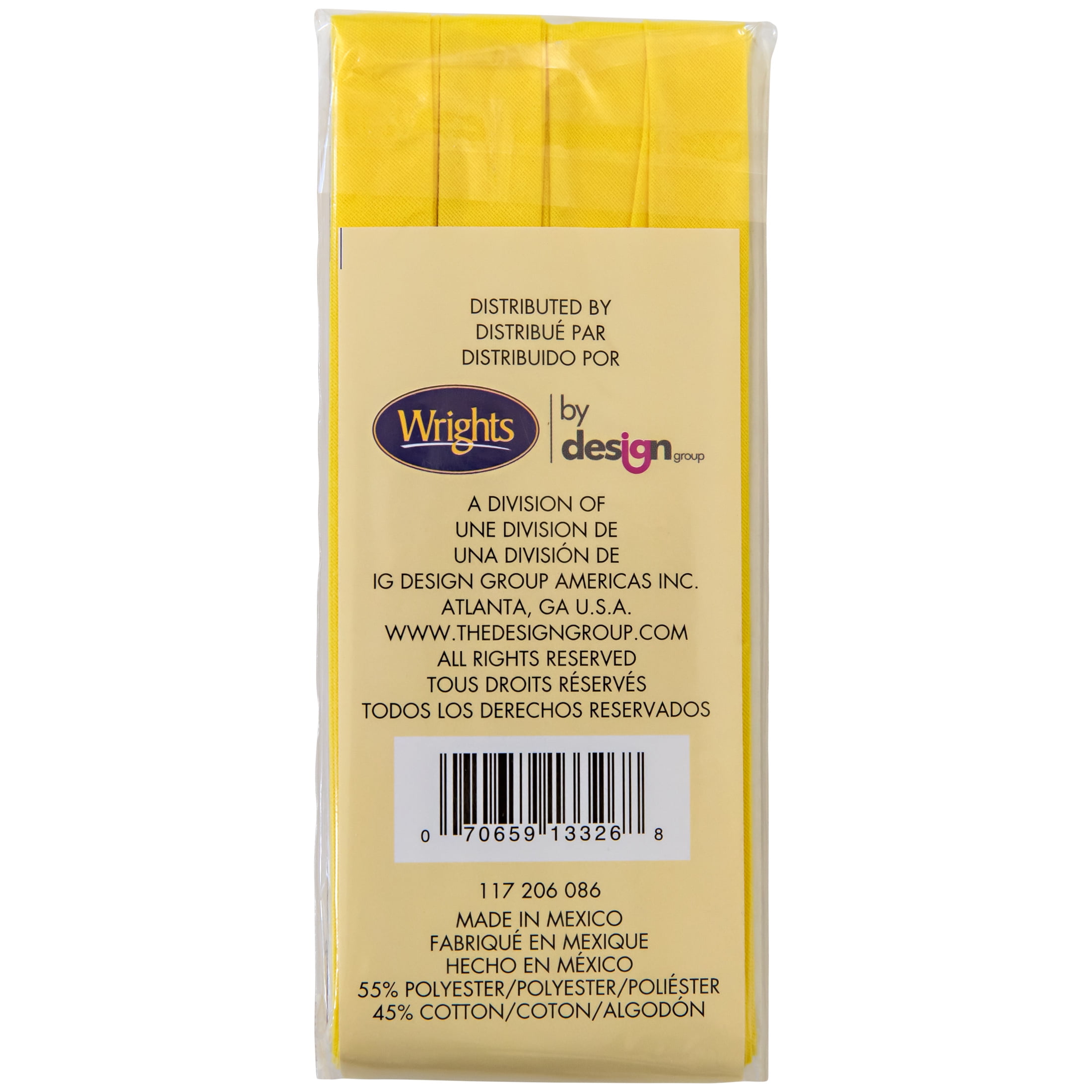 Wrights Bias Tape, Extra Wide, Double Fold, Yellow 079 - Picking