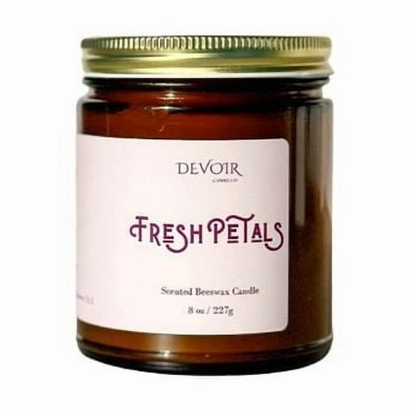 Devoir Candle Co Beeswax Candle, Fresh Petals-8 oz glass Jar