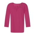 thumbnail image 5 of Mrasaso Weekly Deals,Women Polyester Top,Women's Fashion 3/4 Sleeved Blouse T-shirt Casual Top,Easygoing and Chic for Casual DaysHot Pink M, 5 of 8