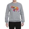 thumbnail image 2 of Wild Bobby, Colorful Walking Good Luck Elephant Animal Lover Unisex Crewneck Graphic Sweatshirt, Heather Grey, 3XL, 2 of 3