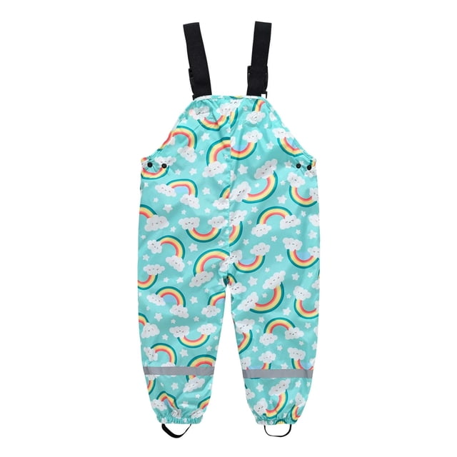 Pantalones impermeables con tiras de dibujos animados para bebés, niños y niñas.