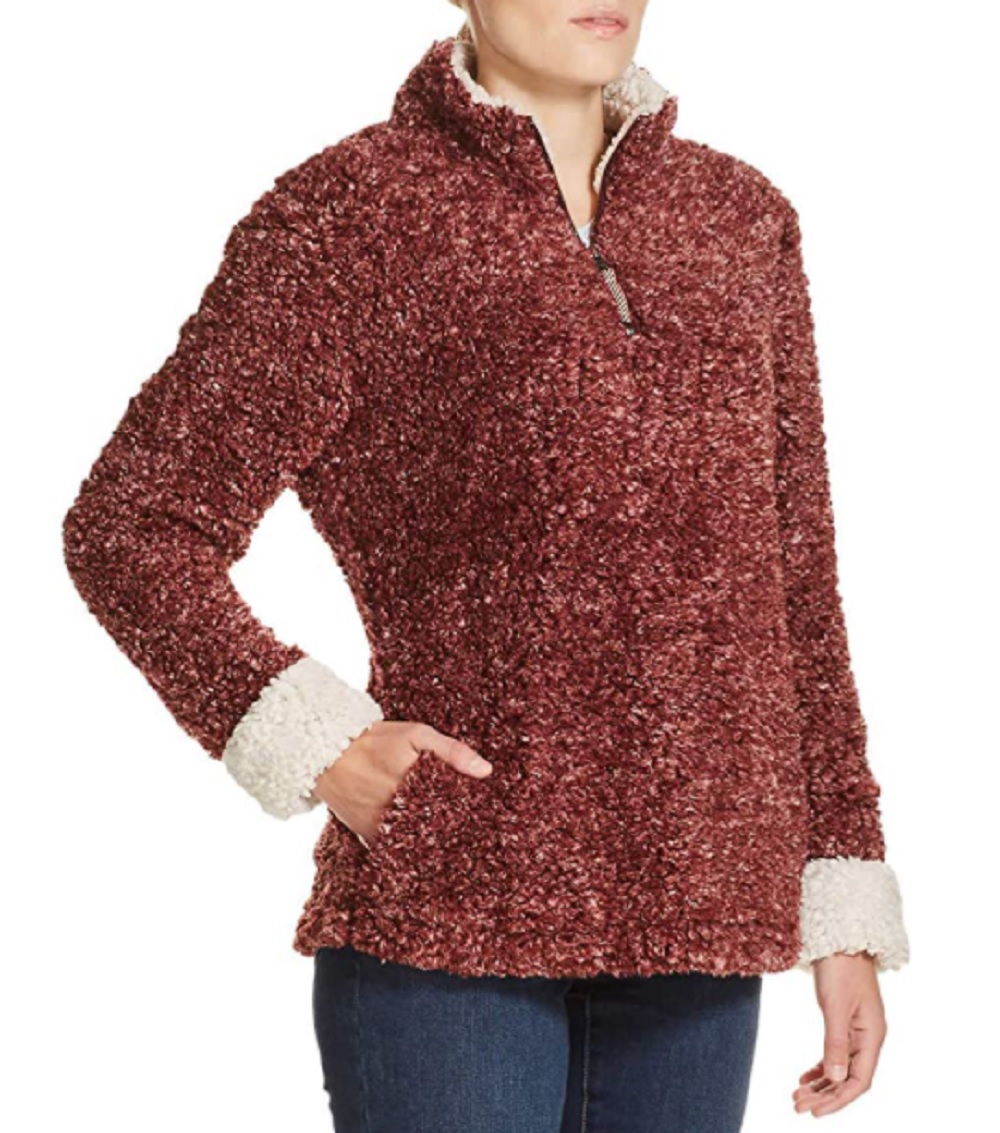 Weatherproof Vintage Women's Frosty Tipped Sherpa Pullover, Wine (Small ...