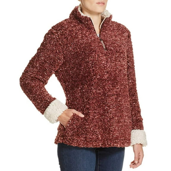 Weatherproof Vintage Women's Frosty Tipped Sherpa Pullover, Wine (Small)