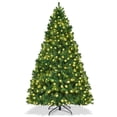 thumbnail image 1 of Gymax 7.5FT Pre-Lit Christmas Tree Hinged Artificial Tree w/ Metal Stand LED Lights, 1 of 10
