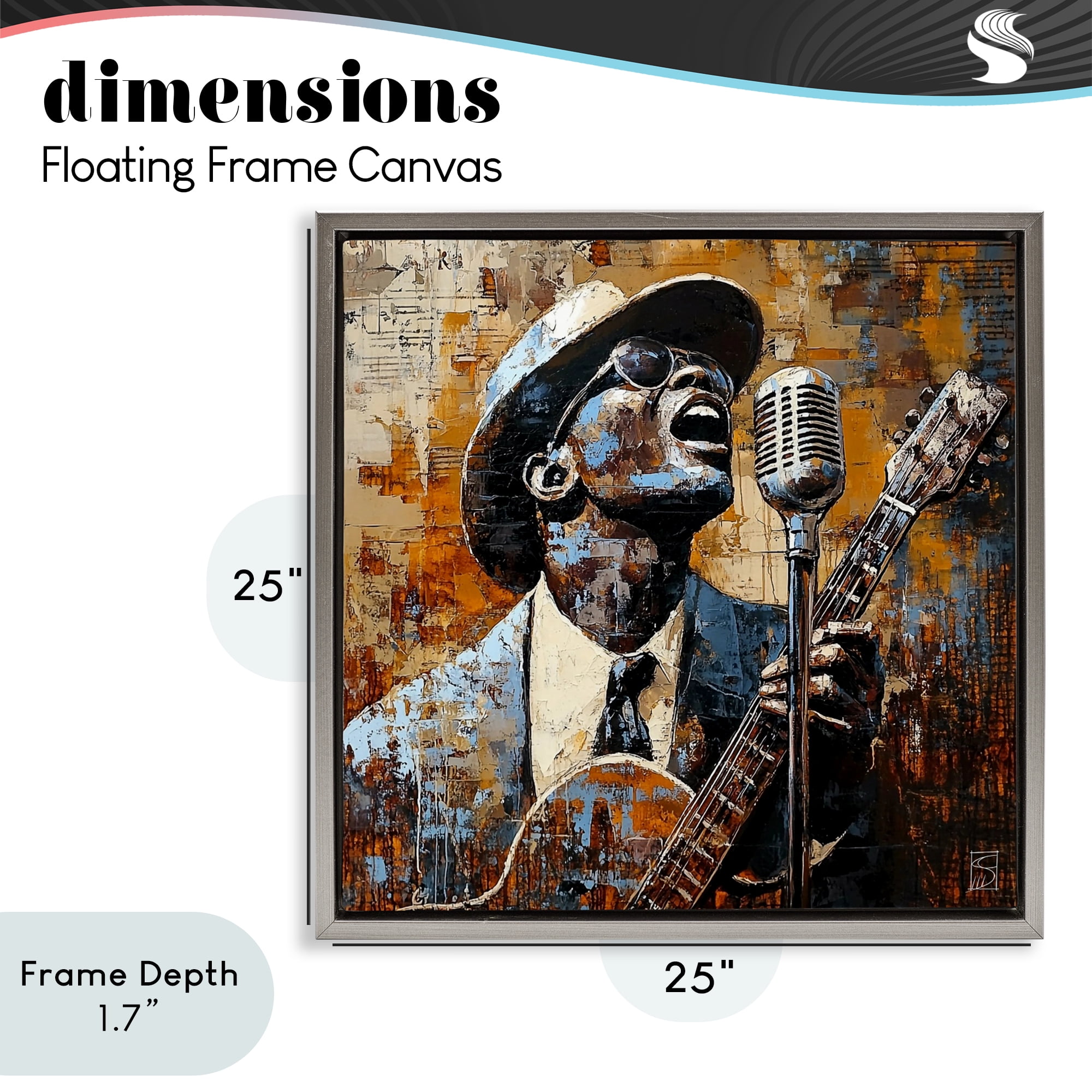 Stupell Industries Passionate Blues Singer Gray Framed Floater Canvas Wall Art, design by Sara Culpepper