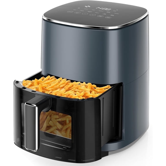 Air Fryer, 6-Quart Smart Air Fryer, 12-in-1 Functions - Air Fry, Roast, Reheat, Dehydrate, Bake, Steam, and More, 400Â°F Max Temperature, Grey