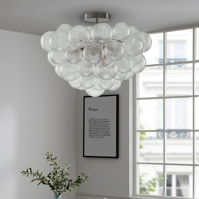 Longree Cluster Bubble Ball Glass Chandelier, silver Finish and