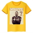 thumbnail image 4 of Camiseta deportiva de algodón amarilla de manga corta de verano para niños y niñas con estampado de avatar de Mbappé, 4 of 5
