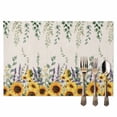thumbnail image 2 of Vintage Floral Placemats Set of 2, Sunflower Lavender Eucalyptus Leaf Table Mats Washable Heat-Resistant Non-Slip Place Mats for Kitchen Dinner Table Indoor Outdoor Decor,13x19 Inch Green Gold, 2 of 9