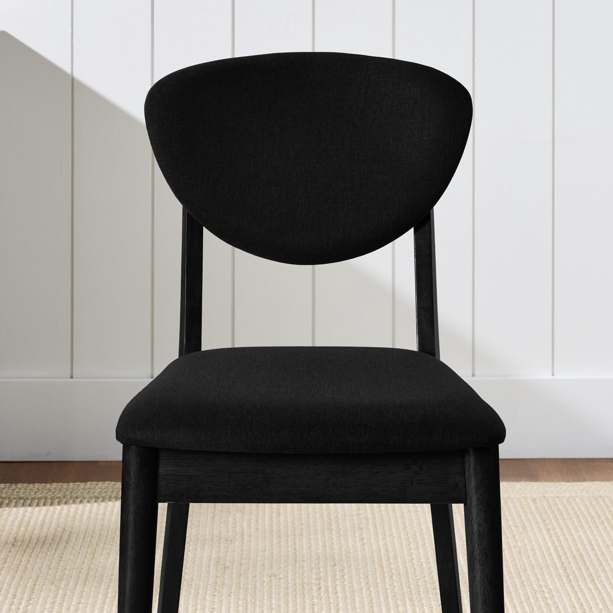 Best Choice Products 2-Piece Mid-Century Modern Wood & Upholstered Dining Chair Set - Black / Black