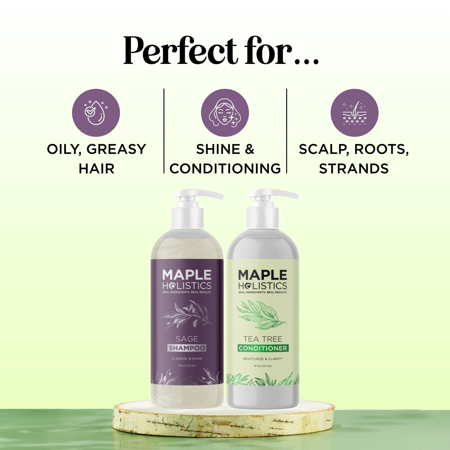 Sulfate Free Shampoo and Conditioner Set - Tea Tree Sage and Rosemary Shampoo and Conditioner for Dry Flaky Scalp Care - Deep Cleansing Color Safe Shampoo and Conditioner for Damaged Dry Hair Care