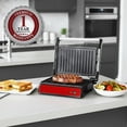 thumbnail image 5 of OVENTE Electric Indoor Panini Press Grill and Sandwich Maker with Non-Stick Coated Plates, Cool-Touch Handle and Removable Drip Tray, Opens 180 Degrees to Fit Any Type or Size of Food, Red GP0620R, 5 of 11