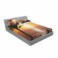 thumbnail image 3 of Ambesonne Retro Fitted Sheet & Pillow Sham Set, Girl Tropic Beach with Sunset, Twinxl, Orange Black, 3 of 3