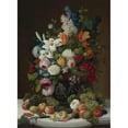 thumbnail image 2 of Severin Roesen 14x18 Black Ornate Wood Framed Double Matted Museum Art Print Titled - Still Life with Flowers and Fruit (1848), 2 of 5