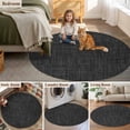 thumbnail image 6 of Round Area Rug 3ft, Black Burlap Texture Non-slip Area Rugs for Living Room/Bedroom/Bathroom/Kitchen, Farmhouse Vintage Black Washable Throw Floor Mat Indoor Outdoor Entrance Doormat, 6 of 9