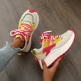 thumbnail image 3 of Women's Platform Slip On Sneakers Color Blocking Wide Toe Box Non Slip Running Shoes Breathable Casual Shoes Pink Size 6, 3 of 7