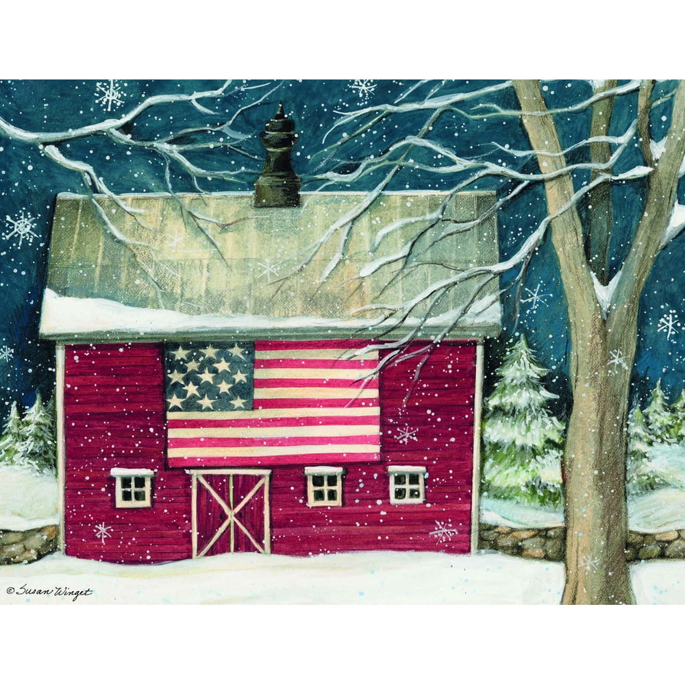 Patriotic Boxed Christmas Cards, 18 ct