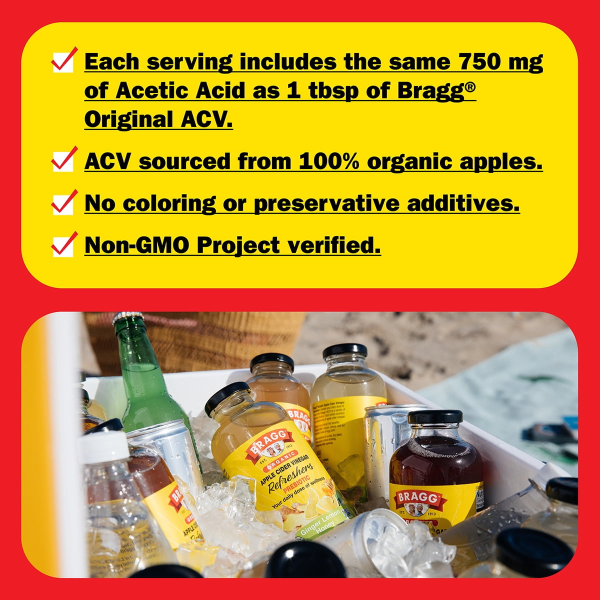 Bragg Organic Apple Cider Vinegar Refresher, Ginger Lemon Honey, 16 fl oz