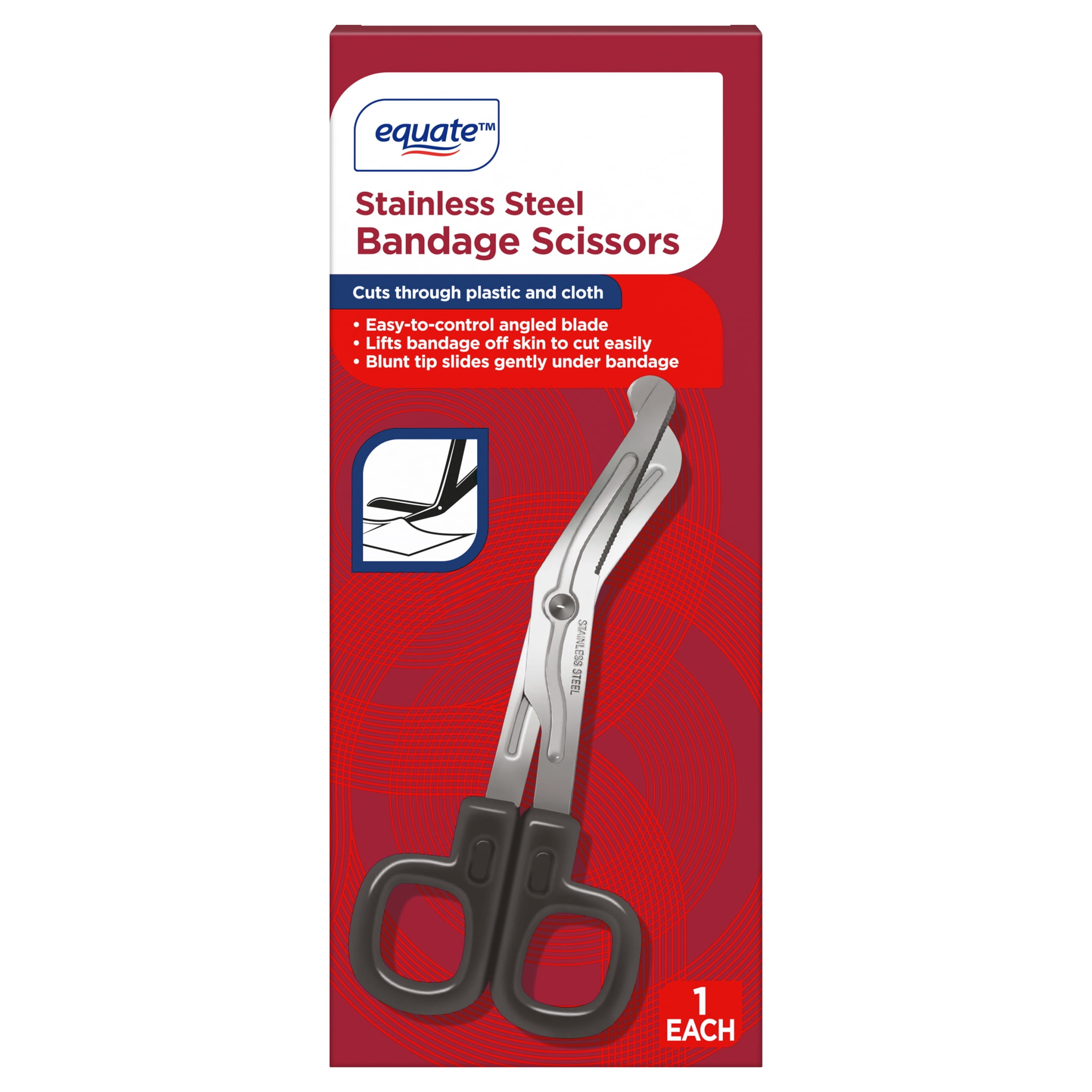 (3 pack) Equate Stainless Steel Bandage Scissors, 1 Count