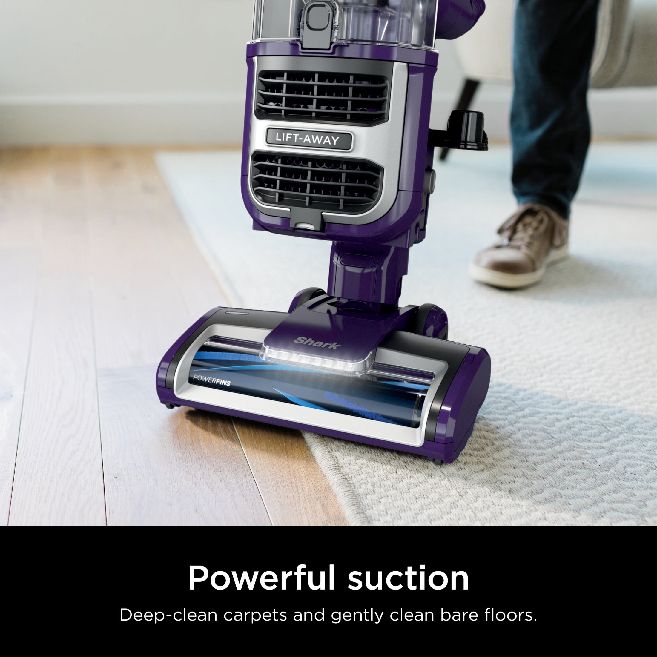 Shark Lift-Away Upright Vacuum, with Powerfins and Self-Cleaning Brushroll, Eggplant ZD201