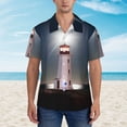 thumbnail image 2 of Sikiie Peggy's Cove Lighthouse Print Men's Hawaiian Shirt, Summer Beach Button Pocket Short Sleeve T-Shirt,Medium, 2 of 7