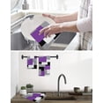thumbnail image 5 of Purple Grey Black Geometric Dish Towels Set,Waffle Weave Kitchen Towels 4Pcs,Middle Century Art Abstract Aesthetics Microfiber Hair Face Bath Tea Towel Absorbent Cleaning Dish Cloths 12"x12", 5 of 7