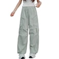 thumbnail image 2 of Auroural girls pants size 12 long Children's Solid Color Elastic Waistb Pocket Casual Sports Overalls Pants Kids, 2 of 7