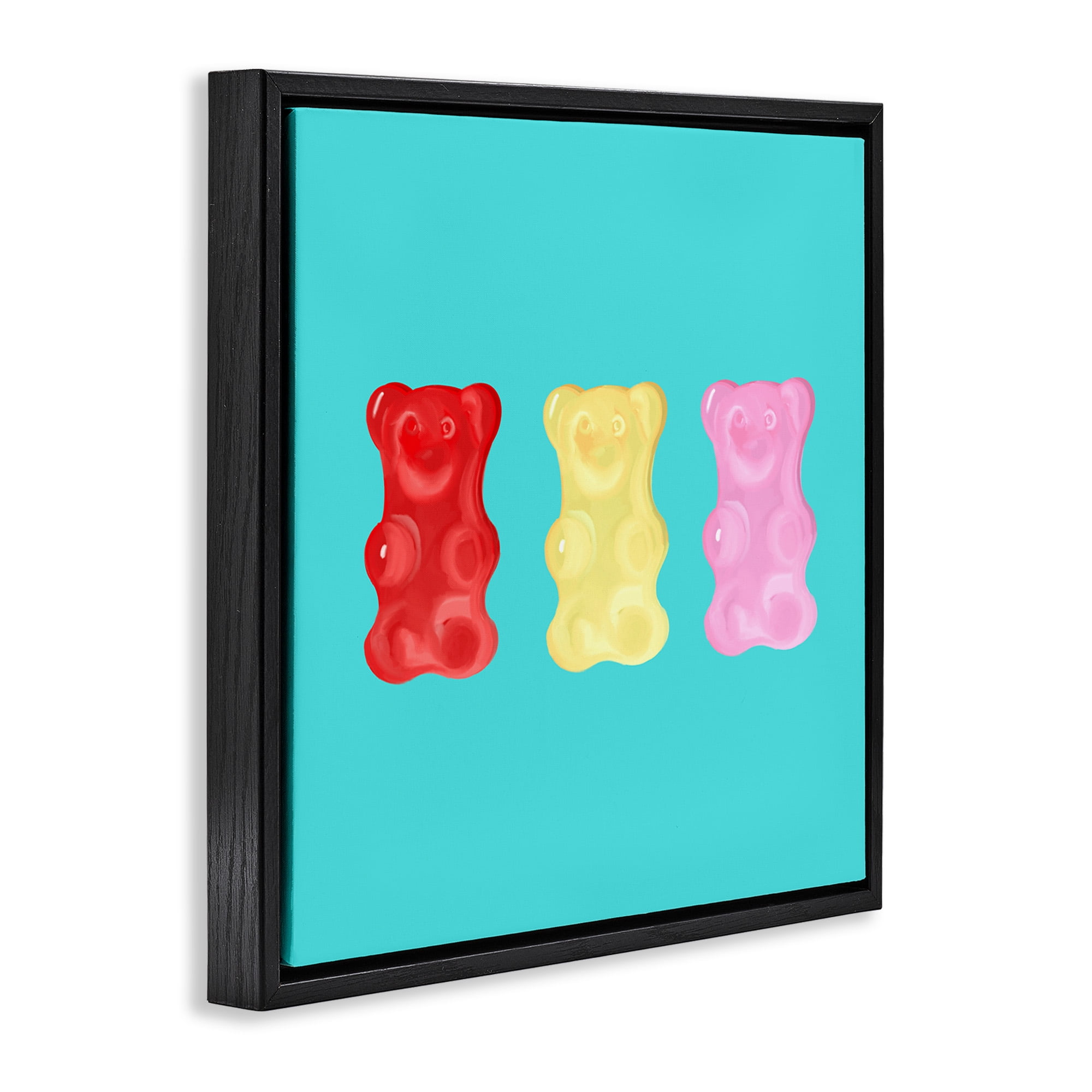 Stupell Industries Cute Gummy Bear Candies Food & Beverage Painting Black Floater Framed Canvas Art Print Wall Art, 25 x 25