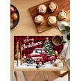 thumbnail image 2 of Placemats 1 Pack, Red Plaid Truck Christmas Woven Placemat, Linen Place Mats for Kitchen/Dining Tables, Xmas Tree Snowflake Gifts Winter Washable Table Mats for Party, 2 of 8