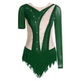 thumbnail image 1 of iiniim Justaucorps de Gymnastique Rythmique pour Femmes Manches Irrégulières Robe de Patinage Artistique Vert S, 1 of 6