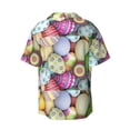 thumbnail image 5 of Uemuo Colorful Easter Eggs Pattern Cotton Linen Short Sleeve Shirts,Casual Lightweight Button Down Shirts,Vacation Beach Summer Tops-4X-Large, 5 of 7