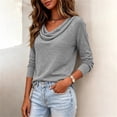 thumbnail image 6 of Homenesgenics Tops for Women Long Sleeve Solid-Color Scoop-Neck Fall Pullover Shirt Gray XL, 6 of 7