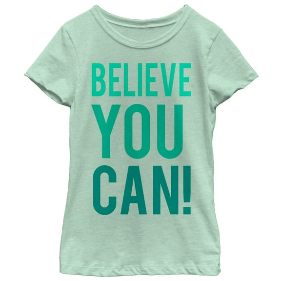 Girl's CHIN UP Believe  Graphic Tee Mint Small