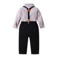 thumbnail image 4 of Kids Suits Dress Shirt with Bowtie Suspender Pants 3 Pieces Formal Gentleman Suits Baby Boy Outfit for Boys 6-12 Months, 4 of 8