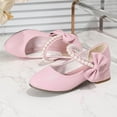 thumbnail image 3 of Gyujnb Girls Closed Toe Pearl Bow Mary Jane Shoes, Low Heel Dress Footwear for Formal and Daily Wear (Little Girls, Big Girls),11-11.5 Years, 3 of 5