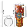 thumbnail image 4 of 40zo Ice Bar Cup With Handle Double Insulation Large Capacity Rust Prevention For Daily Travel And Other Scenes Colorful Floral Pattern Groovy Flowers (2), 4 of 8