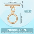 thumbnail image 2 of 12 Sets 18K Gold Plated Brass Round Toggle Clasps T Bar OT End Fasteners Closure Clasps Jump Rings Connectors for DIY Bracelet Necklace Jewellery Making Craft Supplies Findings Gifts 12.5mm, 2 of 5