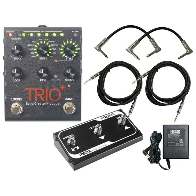 Pedal Looper DigiTech Trio+ Band Creator con FS3X y Cables Negro