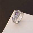 thumbnail image 6 of YYKihy Heart Shaped Amethyst Ring Rainbow Colored 3a Zircon Plated Platinum Silver Ring, 6 of 9