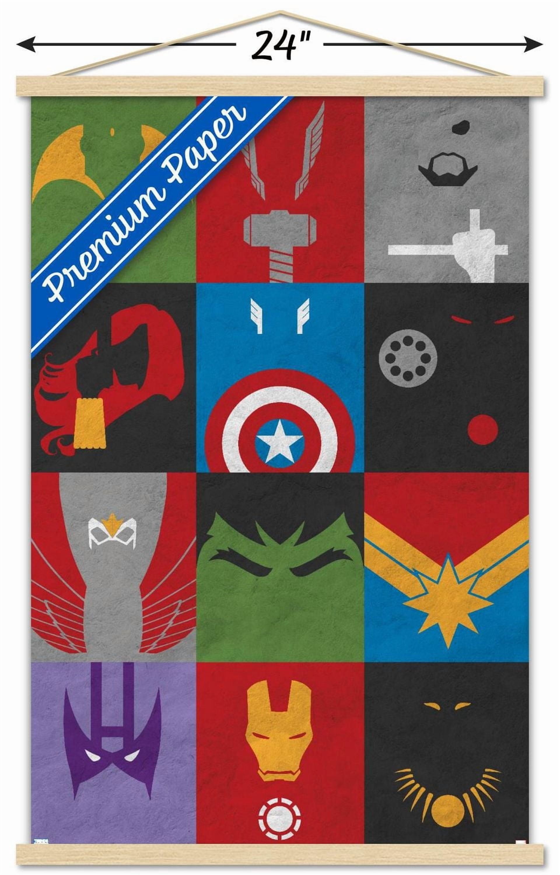Marvel Comics - Avengers - Minimalist Grid Wall Poster with Magnetic Frame, 22.375" x 34"
