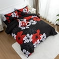 thumbnail image 6 of NTBED Floral Comforter Set Queen 6 PCS Bed in a Bag Red Flowers Printed on Black Botanical Bedding Sets Boho, 6 of 9