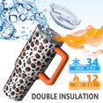 thumbnail image 5 of Leopard Print 40oz Tumbler– Stainless Steel Insulated Tumbler with Handle and Straw, Large Capacity Travel Cup for Hot & Cold Drinks, 5 of 6